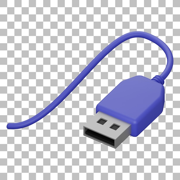 3d isolated render of usb cable icon psd