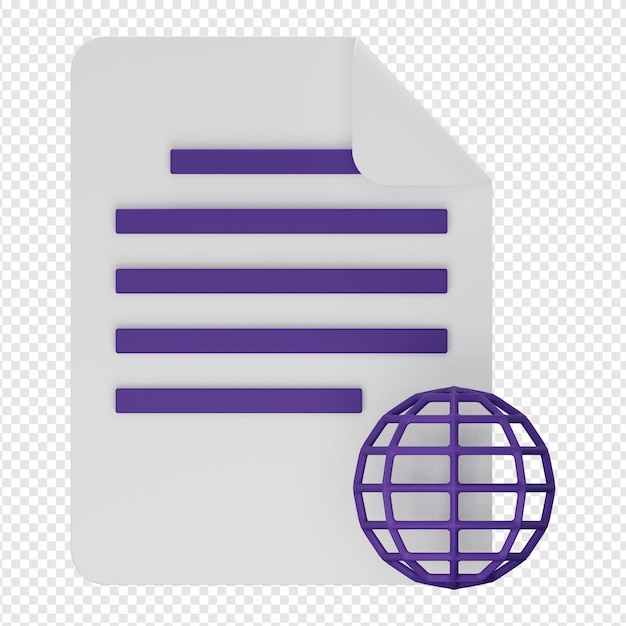 3d isolated render of website document icon psd