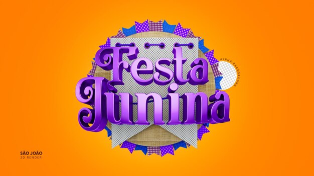 Francobollo 3d isolato in portoghese per la composizione di vendita festa junina brasile