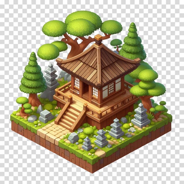 PSD 3d isometric japanese house