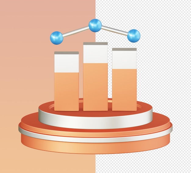 PSD 3d изометрический значок оранжевой гистограммы для дизайна рекламы в социальных сетях для веб-приложений ui ux