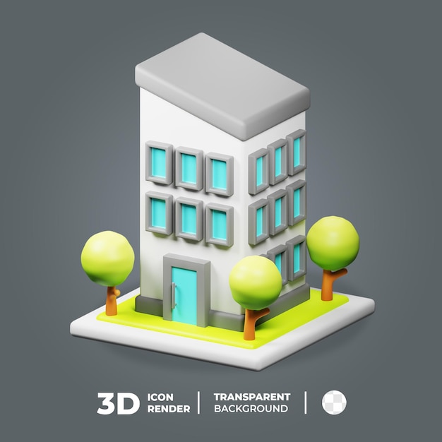 PSD 3d isometric office tower building