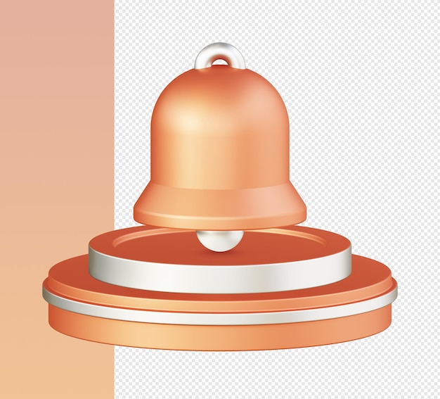 3d isometric of orange bell notification icon for UI UX web mobile apps social media ads designs