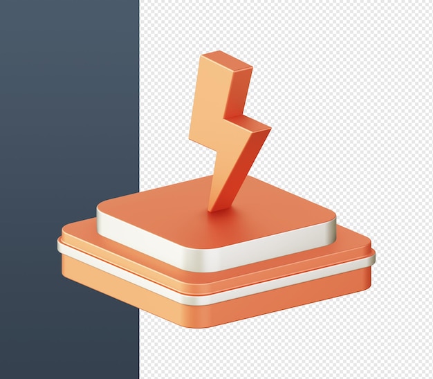 3d isometric of orange lightning bold with podium icon for UI UX web mobile apps social media ads