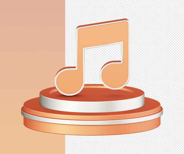 UI UX 웹 모바일 앱 소셜 미디어 광고 디자인을 위한 주황색 음악 메모 아이콘의 3d 아이소메트릭