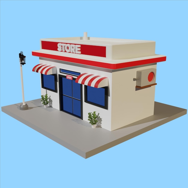 3d isometric store building