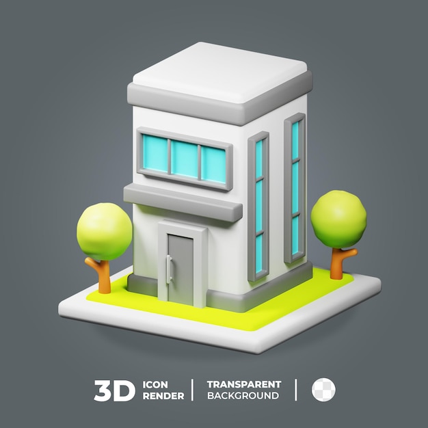 PSD 3d isometrisch grijs kantoorgebouw