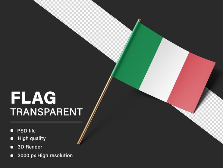 PSD 3d italiaanse vlag geïsoleerd op doorzichtige achtergrond