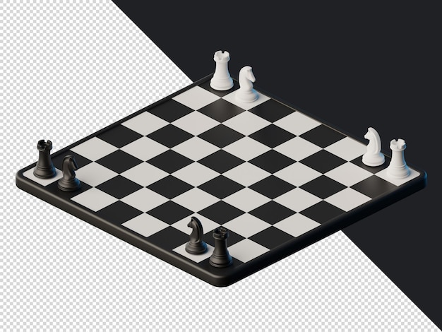 PSD 3d izometryczne renderowanie szachownicy czarno-białej