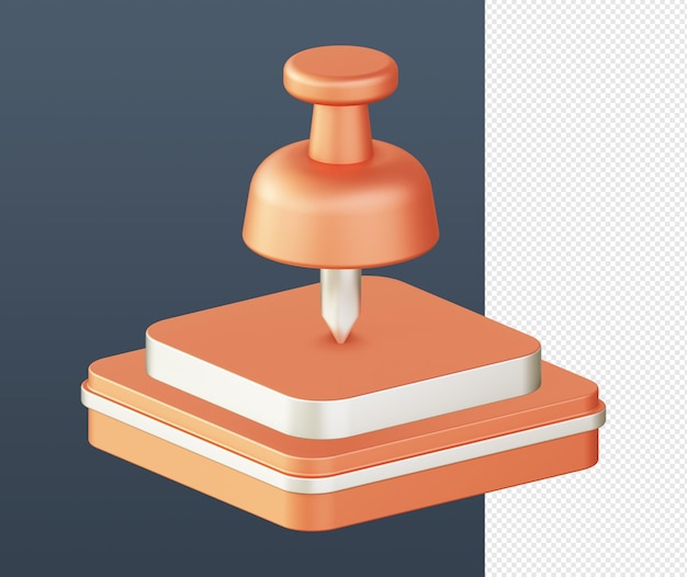 3d izometryczny pomarańczowej pinezki z ikoną podium do projektowania aplikacji mobilnych UI UX w mediach społecznościowych