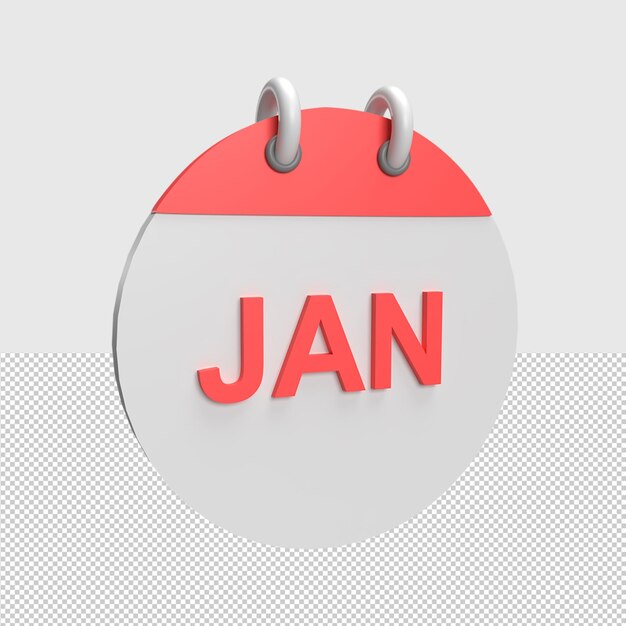 3d januari-kalender rendered object illustratie