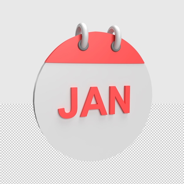 Illustrazione dell'oggetto renderizzato calendario 3d di gennaio