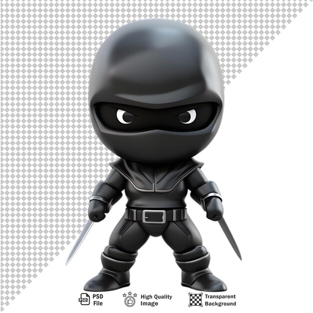 PSD 3d japanese ninja isolated on transparent background