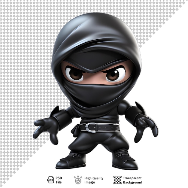 3d ninja giapponese isolato su sfondo trasparente