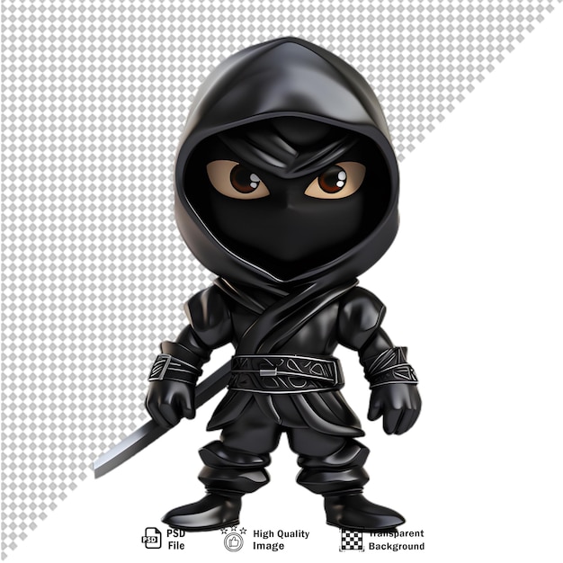 3d ninja giapponese isolato su sfondo trasparente