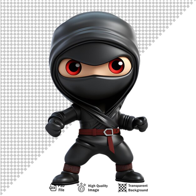 3d japanese ninja isolated on transparent background