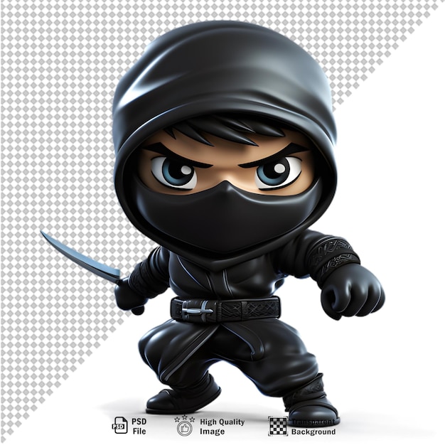 PSD 3d japanese ninja isolated on transparent background