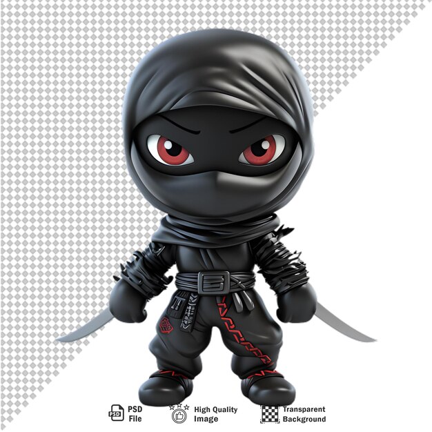 PSD 3d japanese ninja isolated on transparent background