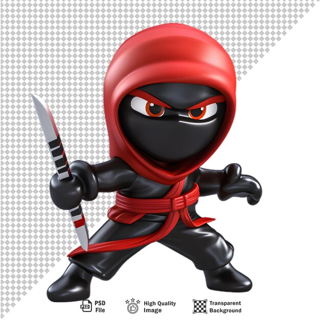 3d japanese ninja isolated on transparent background