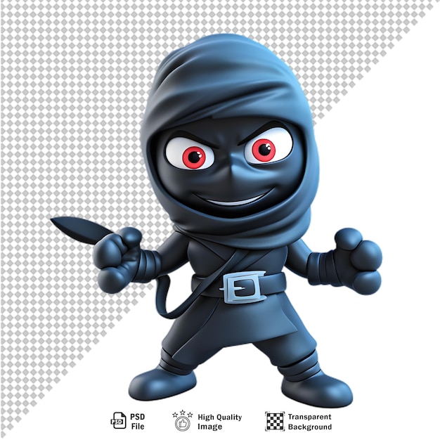 PSD 3d japanese ninja isolated on transparent background