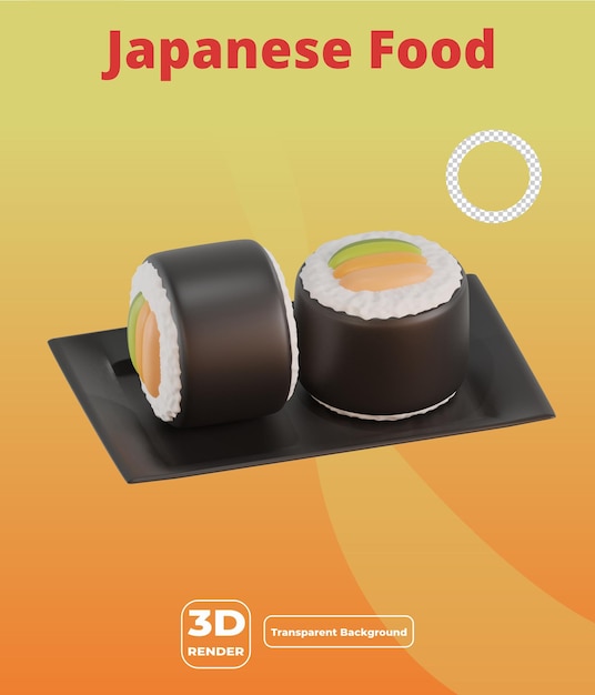 PSD 3d japans voedselsushibroodje