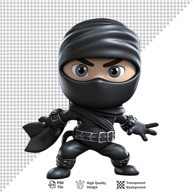 PSD 3d japanse ninja geïsoleerd op transparante achtergrond