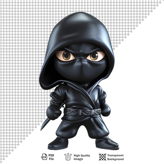 3d japanse ninja geïsoleerd op transparante achtergrond