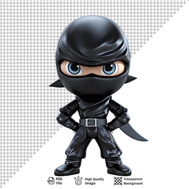 PSD 3d japoński ninja odizolowany na przezroczystej tle