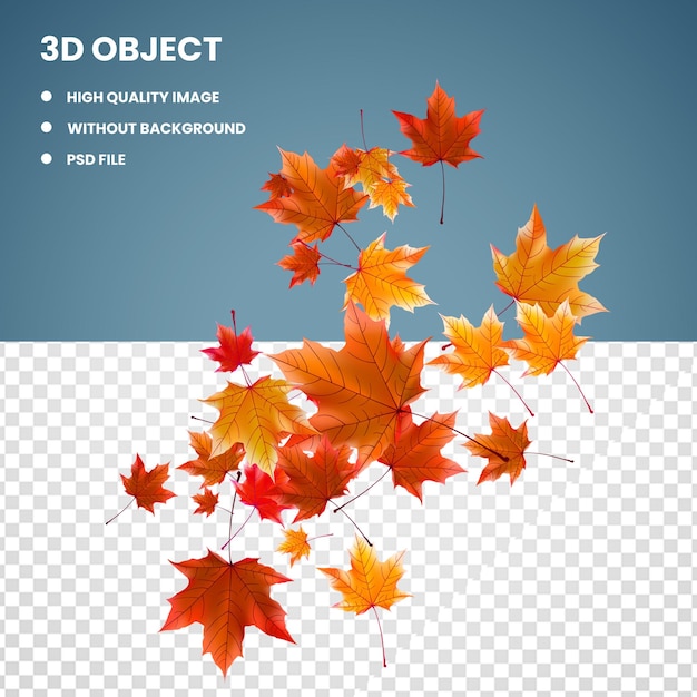 3d Jesienny liść pomarańczowy i czerwony