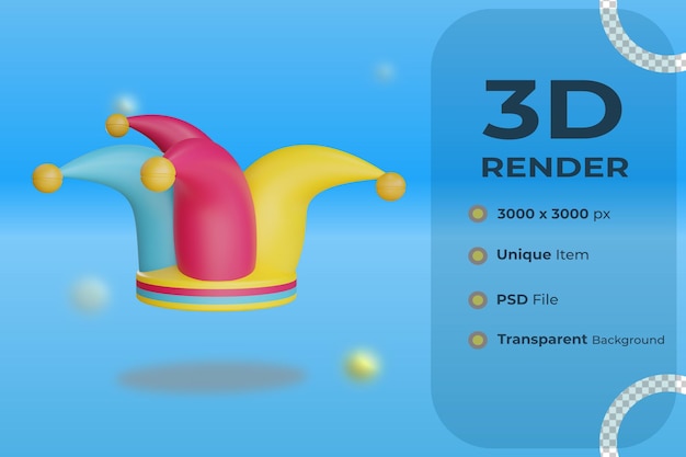 PSD 3d jester39s hat object with transparent background