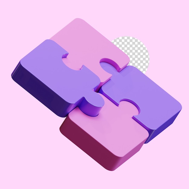 PSD 3d jigsaw puzzle pieces high quality render isolated