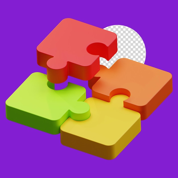 3d jigsaw puzzle pieces high quality render isolated