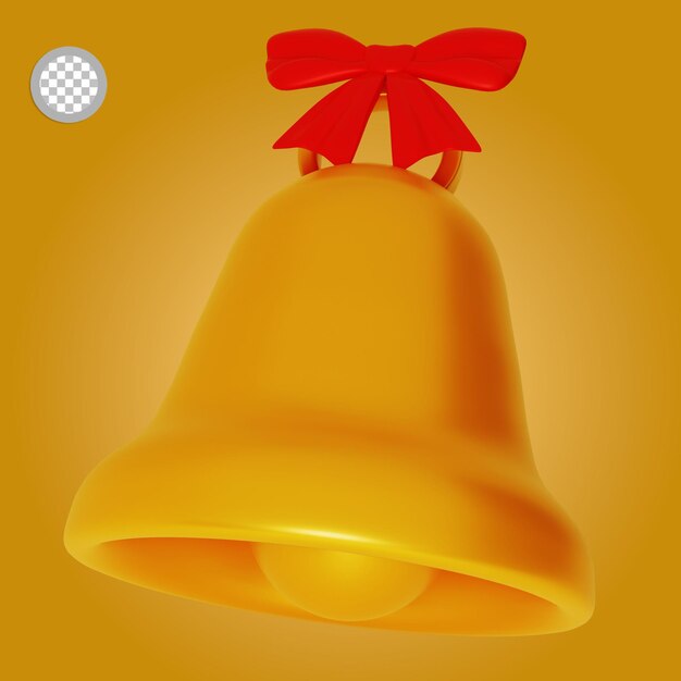 3d Jingle Bell with Ribbon Isolated