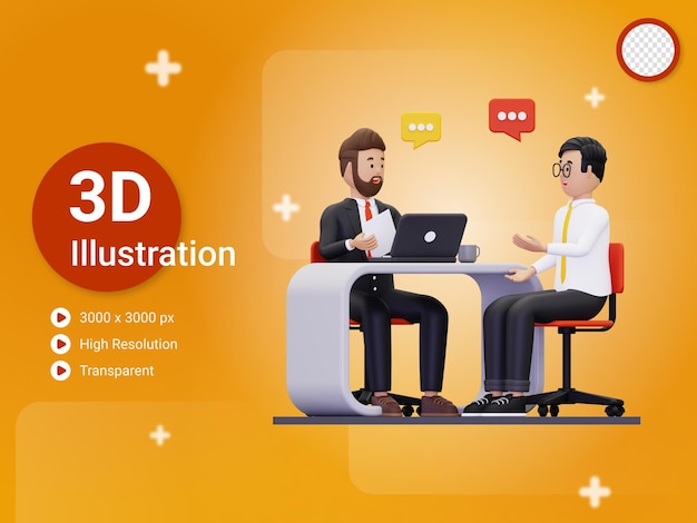 PSD 3d job applicant illustration