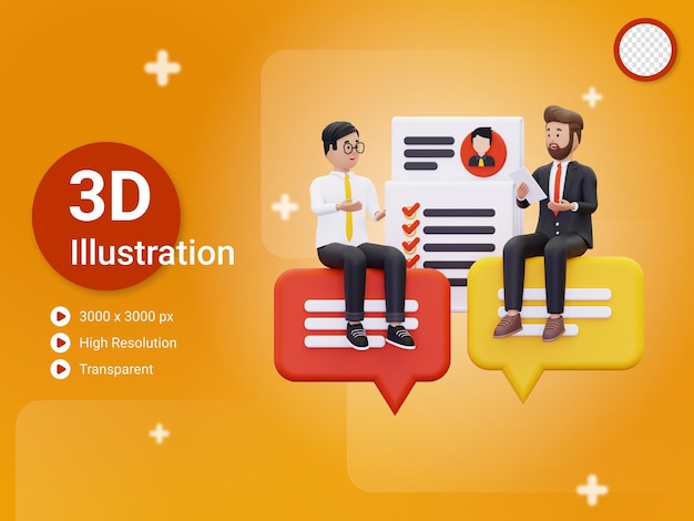 3d job interview illustration