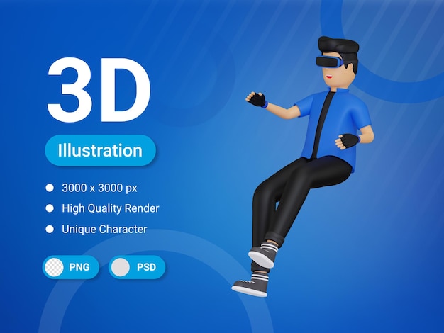 3d-jongen in metaverse concept illustratie