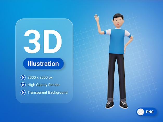 3d-jongen zwaaiende hand