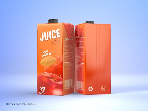 Mockup realistico 3d juice tetra pack per il branding del prodotto