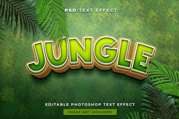 PSD 3d jungle-teksteffectsjabloon met cartoonstijl