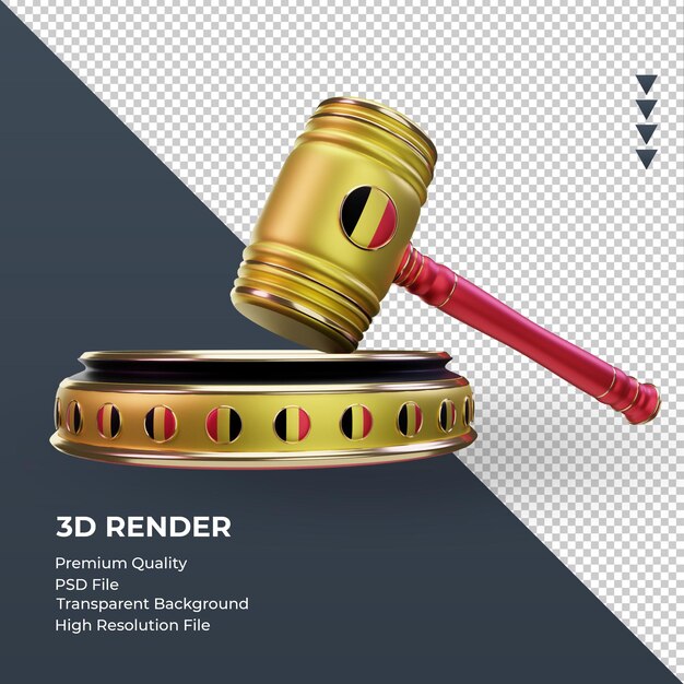 Giustizia 3d belgio bandiera rendering vista a sinistra