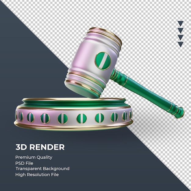 PSD 3d правосудие нигерия флаг рендеринг вид слева