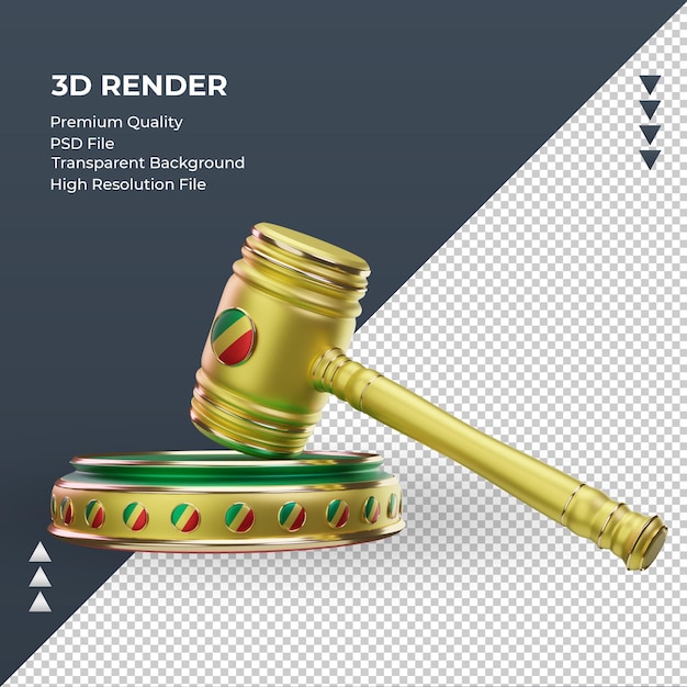 PSD 3d justice republic congo flag rendering right view