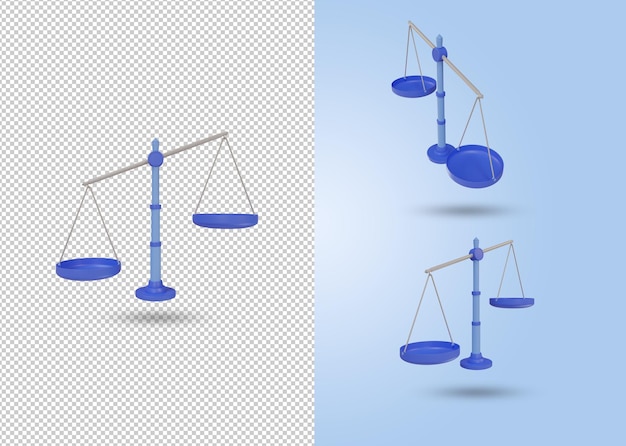 3d justice scale cartoon, unbalanced scale