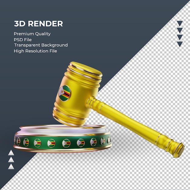 3d giustizia zimbabwe bandiera rendering vista destra