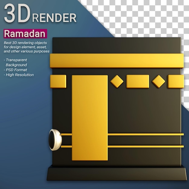 3D Kaaba Makkah for Ramadan with transparent background