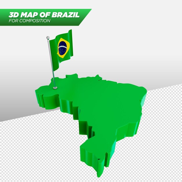 3d-kaart van brazilië voor reclamecomposities