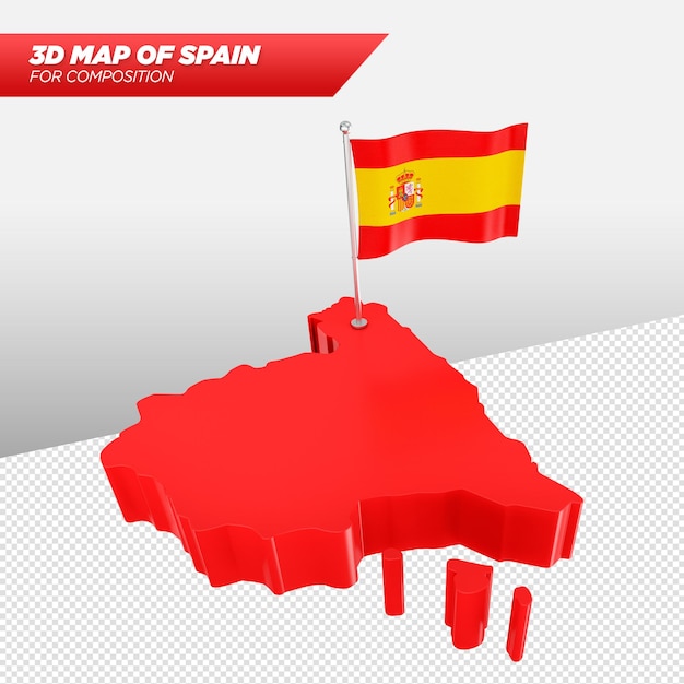 PSD 3d-kaart van spanje voor reclamecomposities