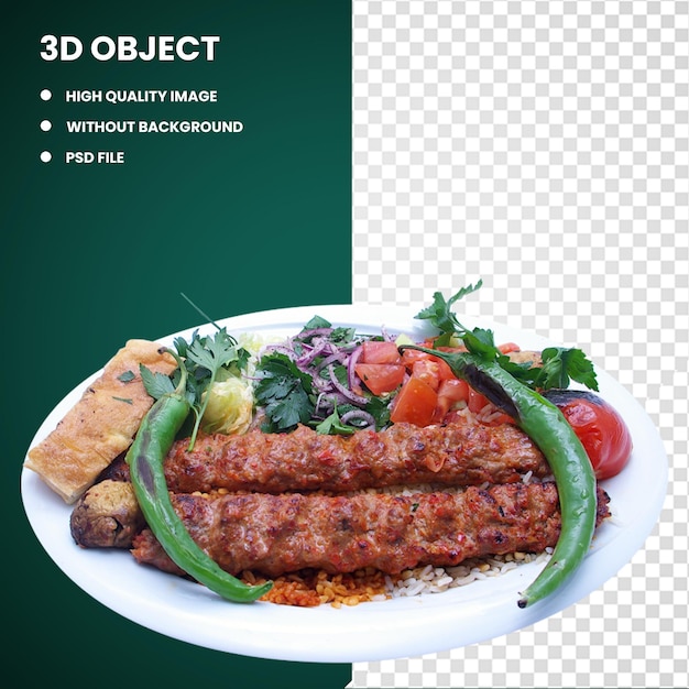 PSD 3d kabab koobideh adana kebab grillen mititei kabab eten