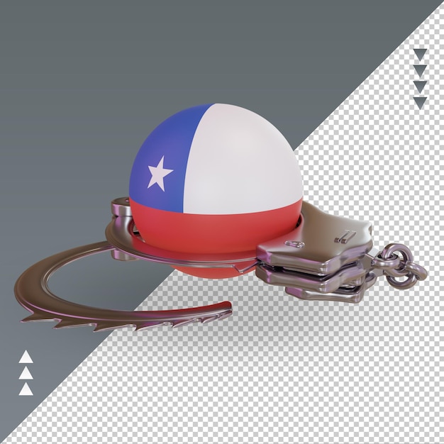 PSD 3d kajdanki flaga chile renderujący prawy widok