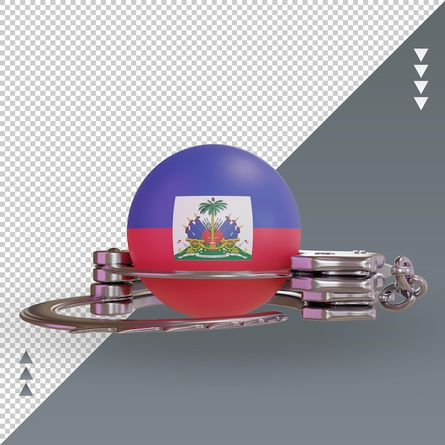 PSD 3d kajdanki flaga haiti renderująca widok z przodu